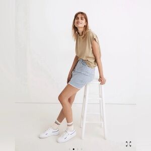 Madewell Stretch Straight Mini Skirt Raw-hemmed Edition Women 25 Blue Gingham